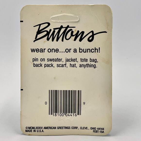 Lot of 2 VTG 1986 Heart Funny Pin Back Buttons – "Has anyone seen my love life" - Picture 2 of 4